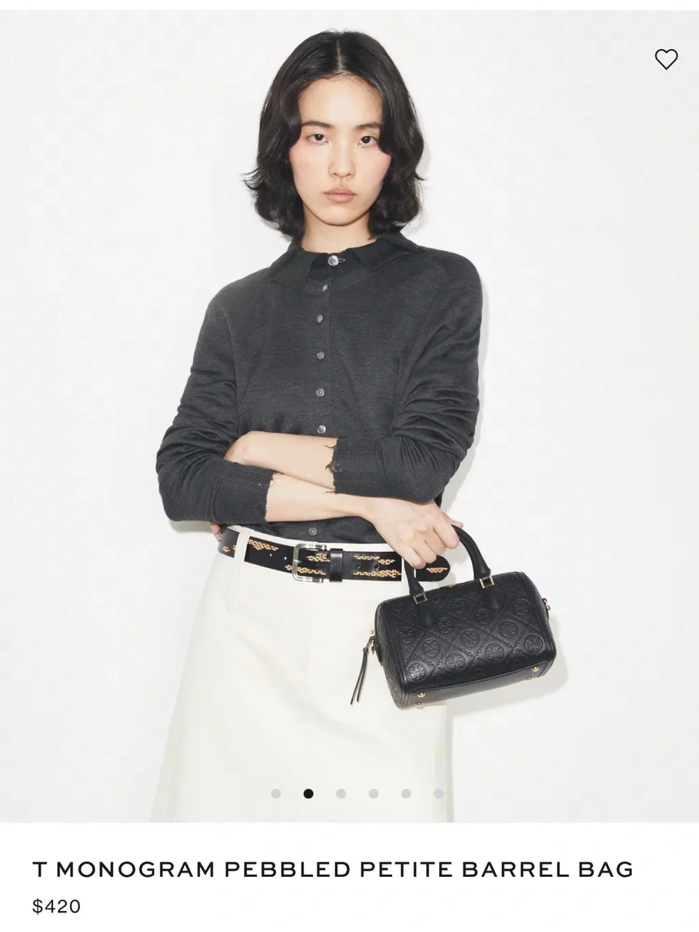 Tory Burch T Monogram Pebbled Petite Barrel Bag - Black